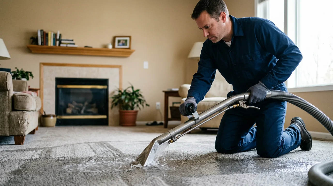 Water damage restoration technician working near Washington, VA